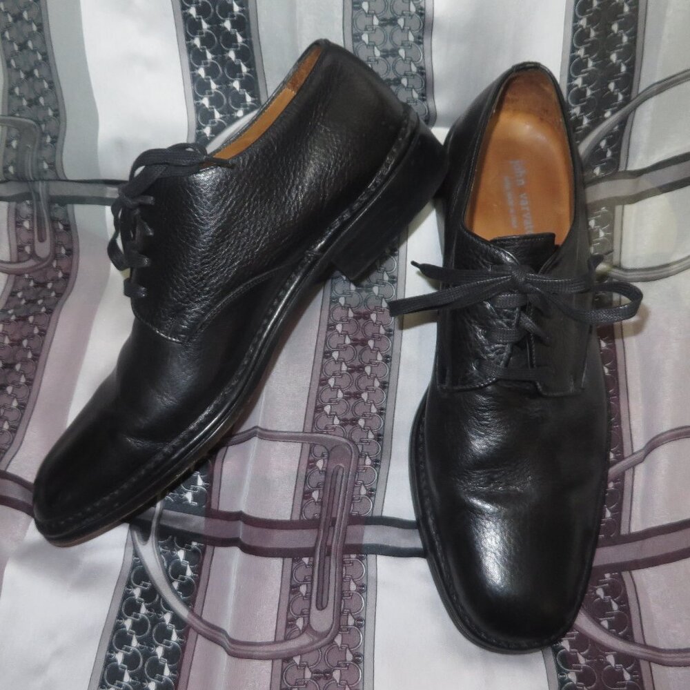 ❤️MENS JOHN VARVATOS Hand Made in Italy Black Leather Oxford Shoes 10